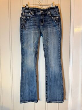 Miss Me Embellished Bootcut Jeans Rhinestone Bling Y2K Western Denim